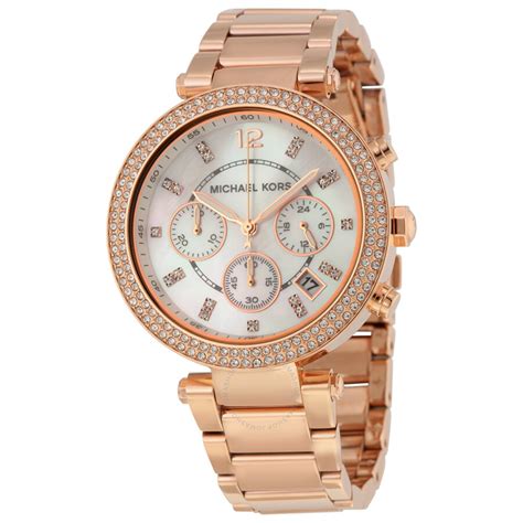 michael kors two tone rose gold watch|Michael Kors parker chronograph watch.